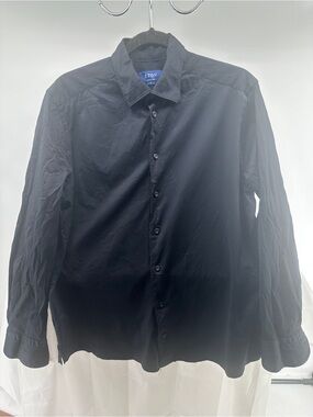 Eton black cotton contemporary button down shirt